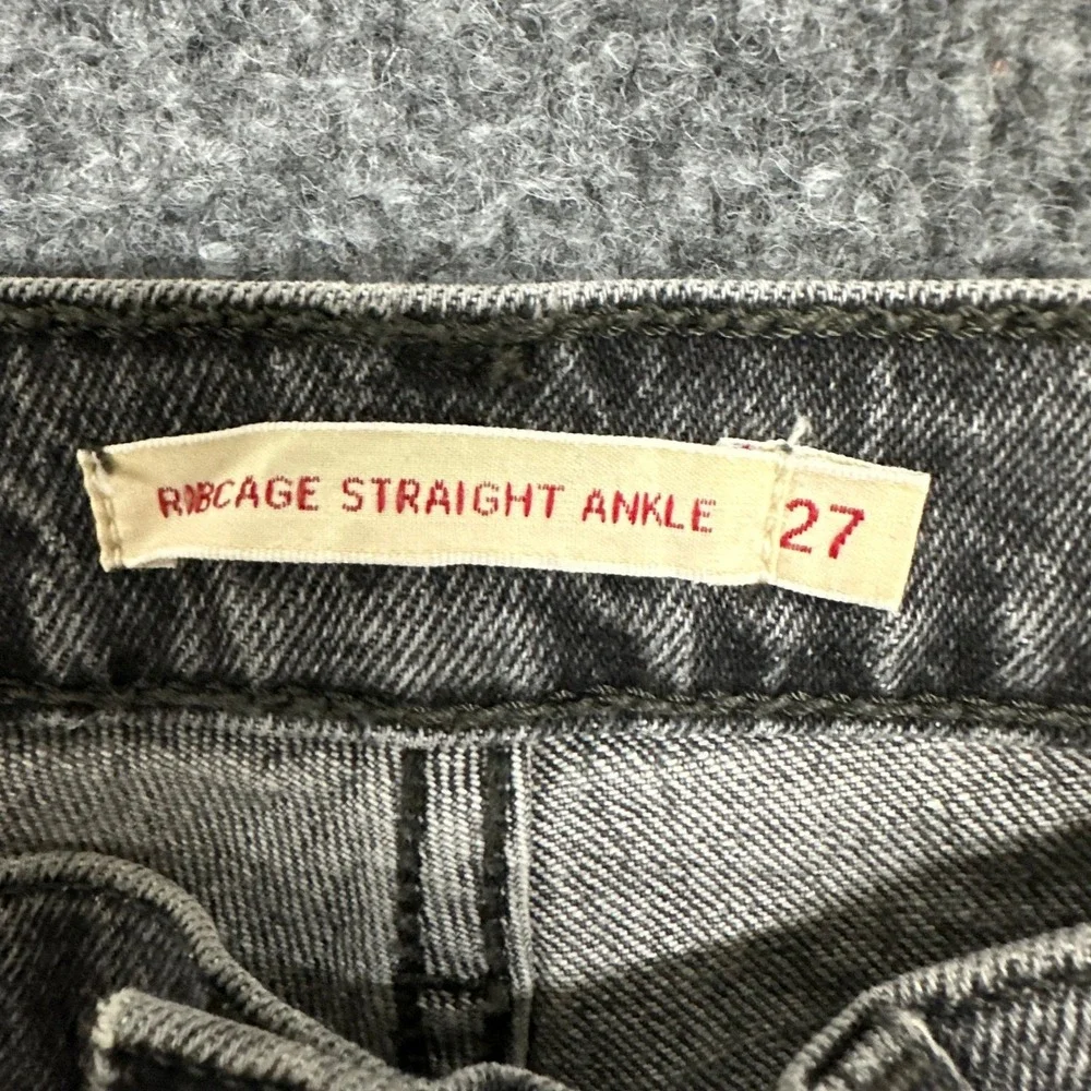 Levi's Jeans Womens 27 Black Ribcage Straight Ankle High Rise Button Fly Denim
